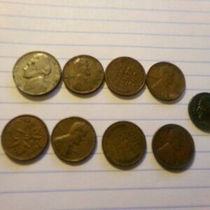 9 old coins.